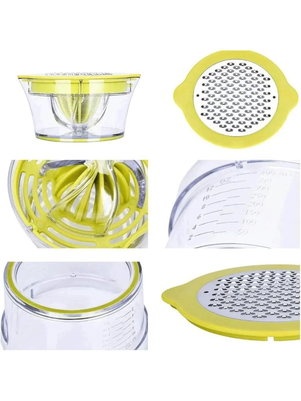 Citrus Juicer Manual Hand Squeezer with Measuring Cup & Grater, 12oz, Green